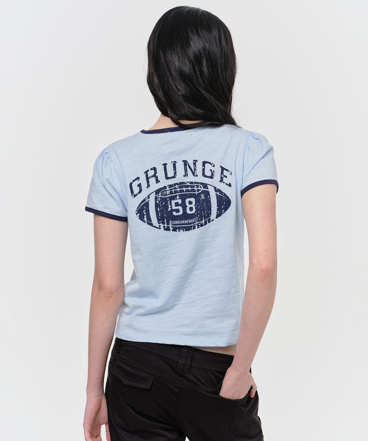 썬번프로젝트(SUNBURNPROJECT) RUGBY RINGER PUFF T-SHIRT, SKY BLUE