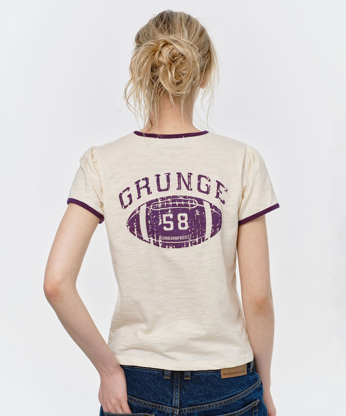 썬번프로젝트(SUNBURNPROJECT) RUGBY RINGER PUFF T-SHIRT, CREAM
