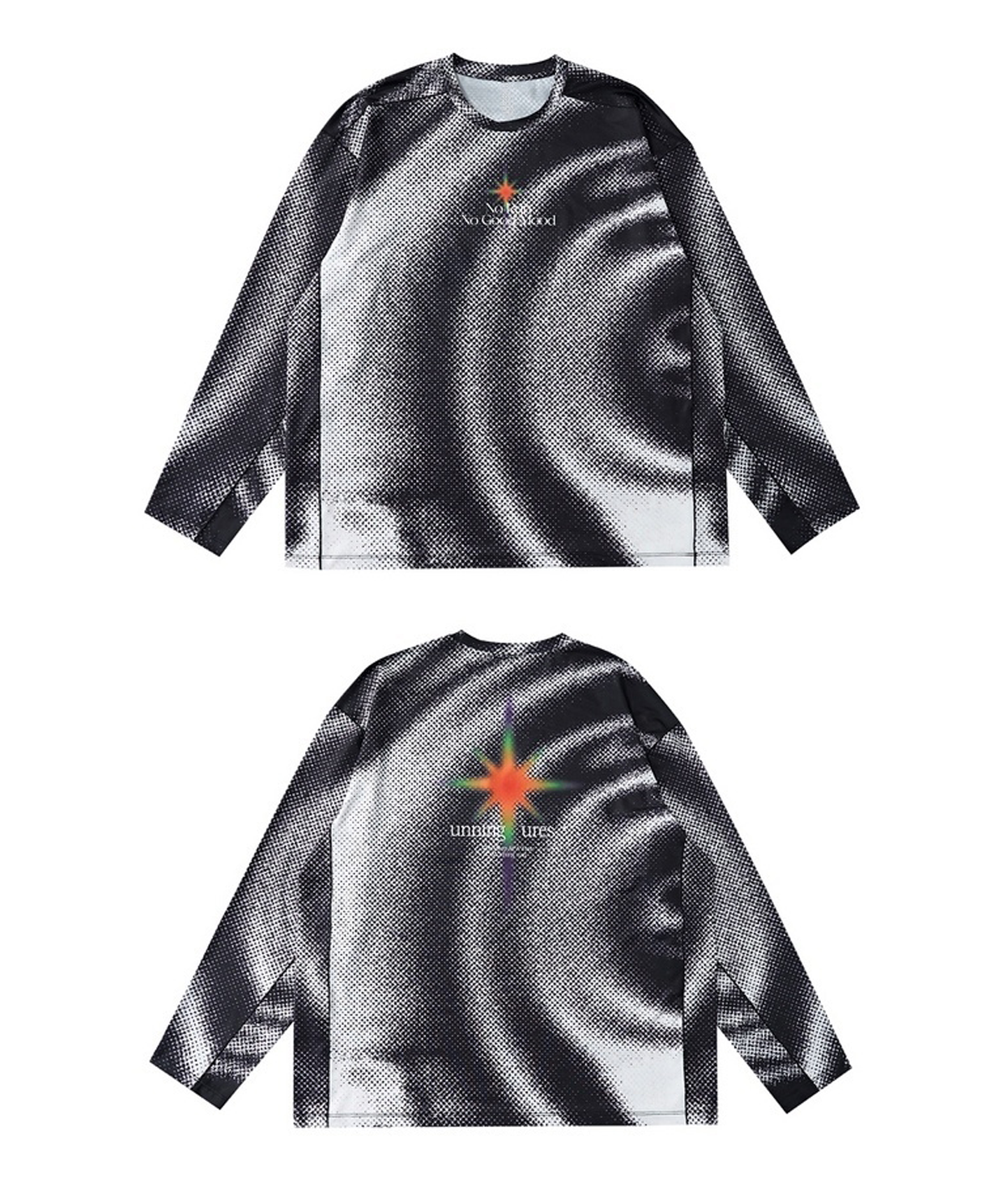 버튼서울(BUTTON SEOUL) 일루전 도트 스파이럴 테크 오버핏 롱슬리브 (블랙)