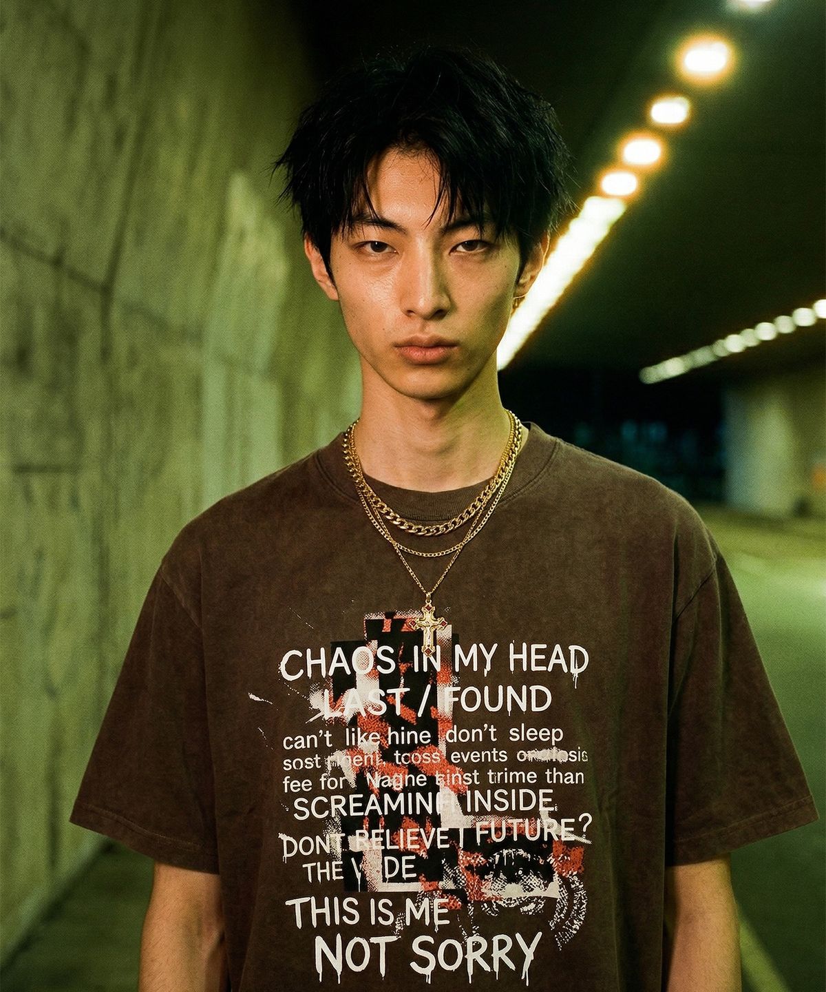 랑가주망(LENGAGEMENT) Not Sorry Salt Wash Crop Short Sleeve T-Shirt (Mocha)