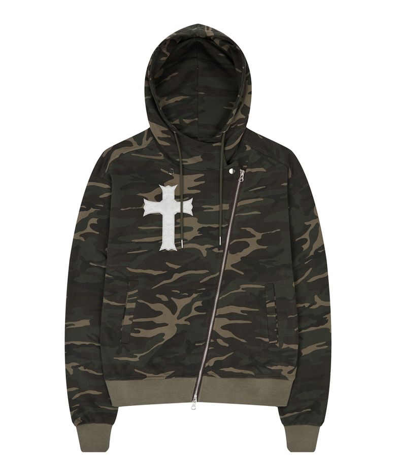 GT OVER FIT UNBALANCE HOOD ZIP UP(CAMO)