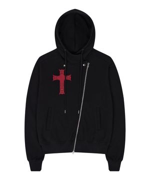 GT OVER FIT UNBALANCE HOOD ZIP UP(BLACK)