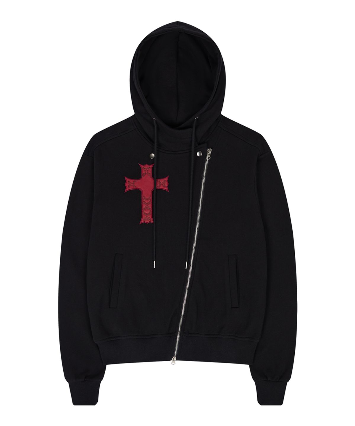 러브이즈트루(LUVISTRUE) GT OVER FIT UNBALANCE HOOD ZIP UP(BLACK)