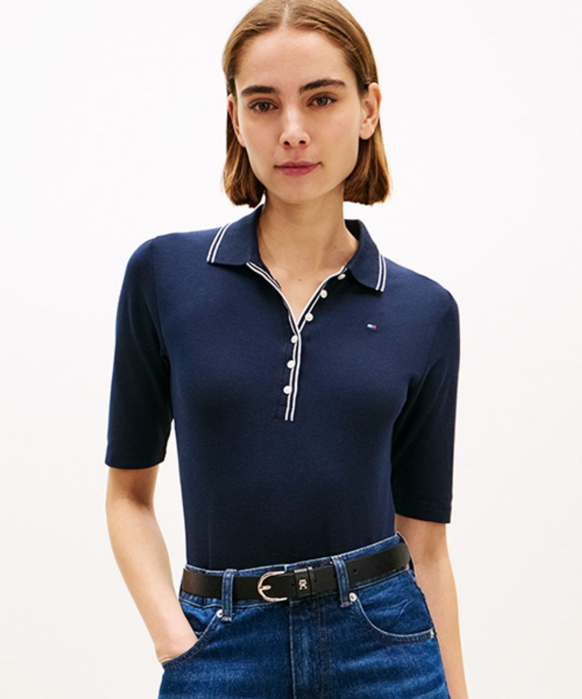 타미힐피거(TOMMY HILFIGER) 슬림 티핑 폴로 셔츠