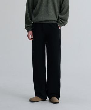 숏/롱 베이직 와이드 스웨트 팬츠 (Black)