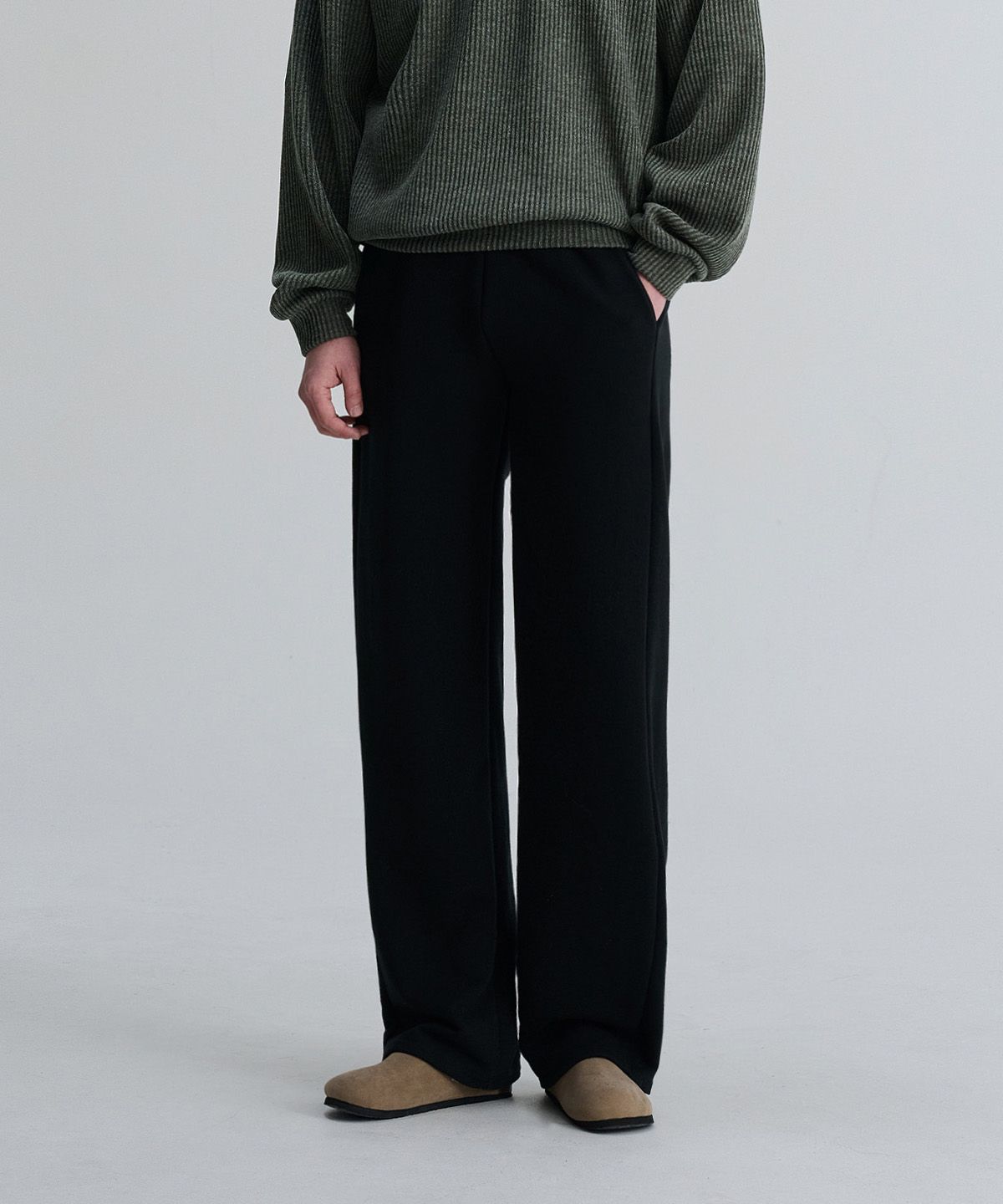 크레드먼스(CREEDMENS) 숏/롱 베이직 와이드 스웨트 팬츠 (Black)