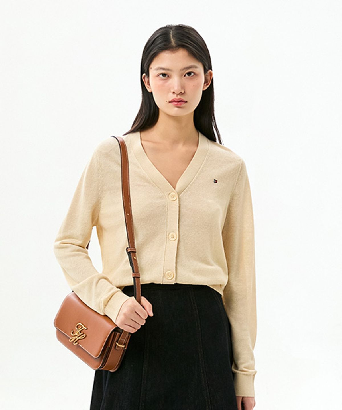 타미힐피거(TOMMY HILFIGER) 린넨 블렌드 브이넥 가디건