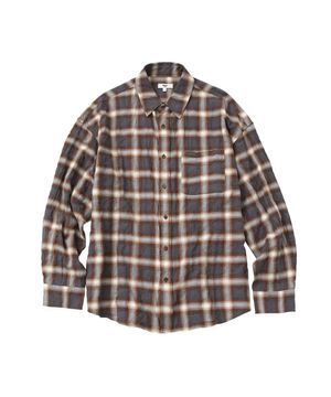 크리즈 링클 옴브레 체크 셔츠_CHARCOAL GREY