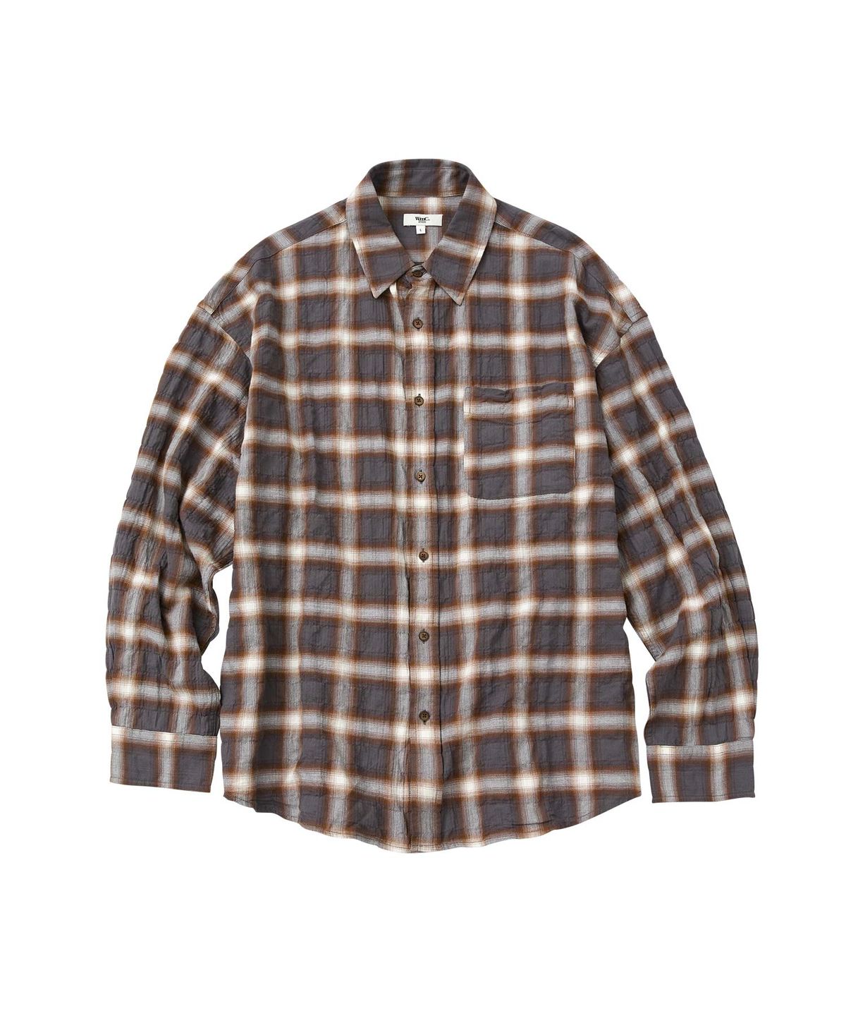 더블유엠씨(WMC) 크리즈 링클 옴브레 체크 셔츠_CHARCOAL GREY