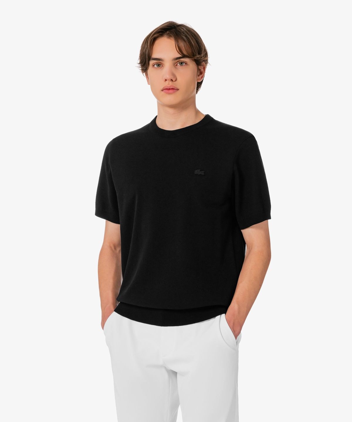 라코스테(LACOSTE) 남성 솔리드 반팔 크루넥 풀오버 AH324E-56G 031