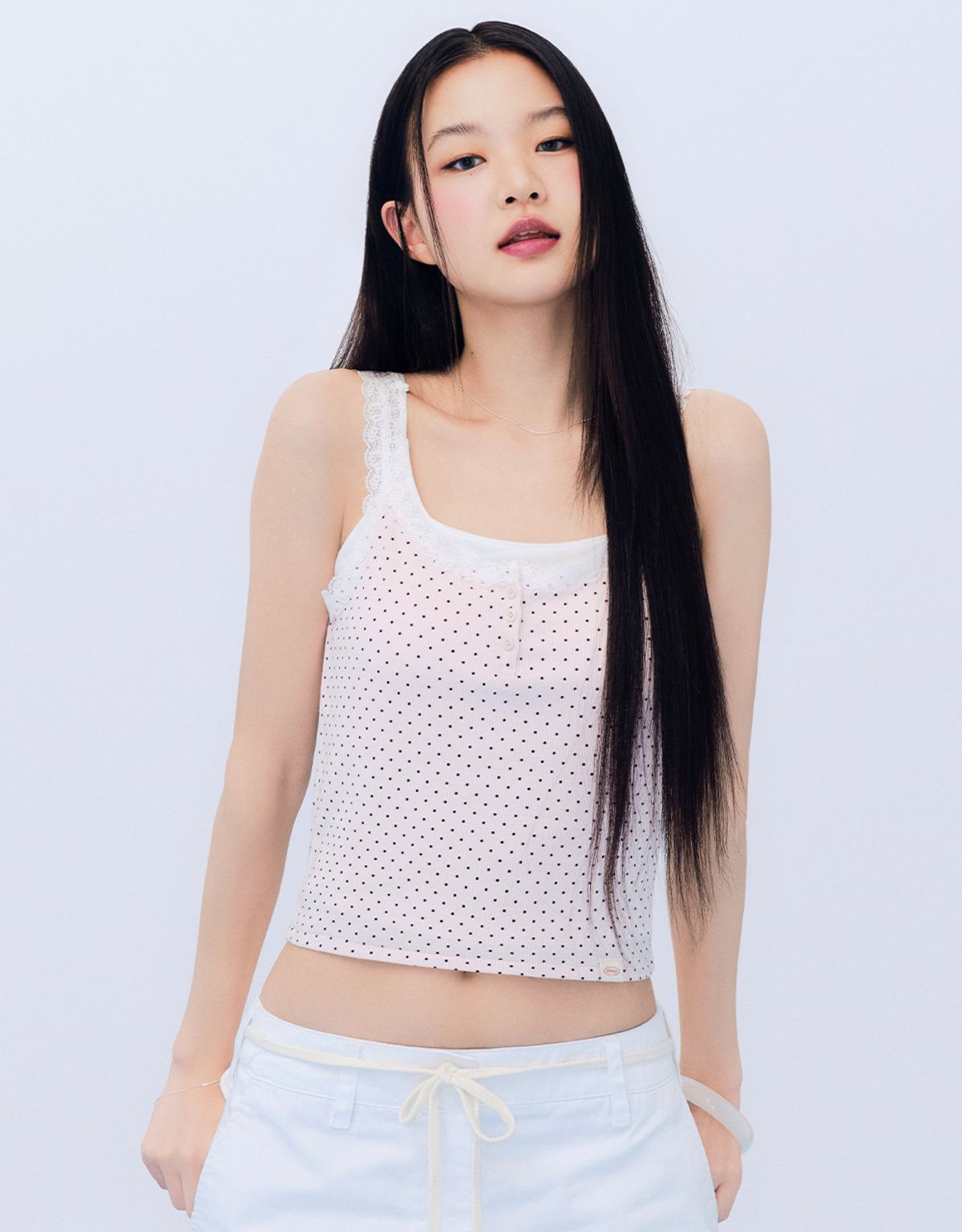엠엠엘지(MMLG) MILK DOT LACE SLEEVELESS (LIGHT PINK)