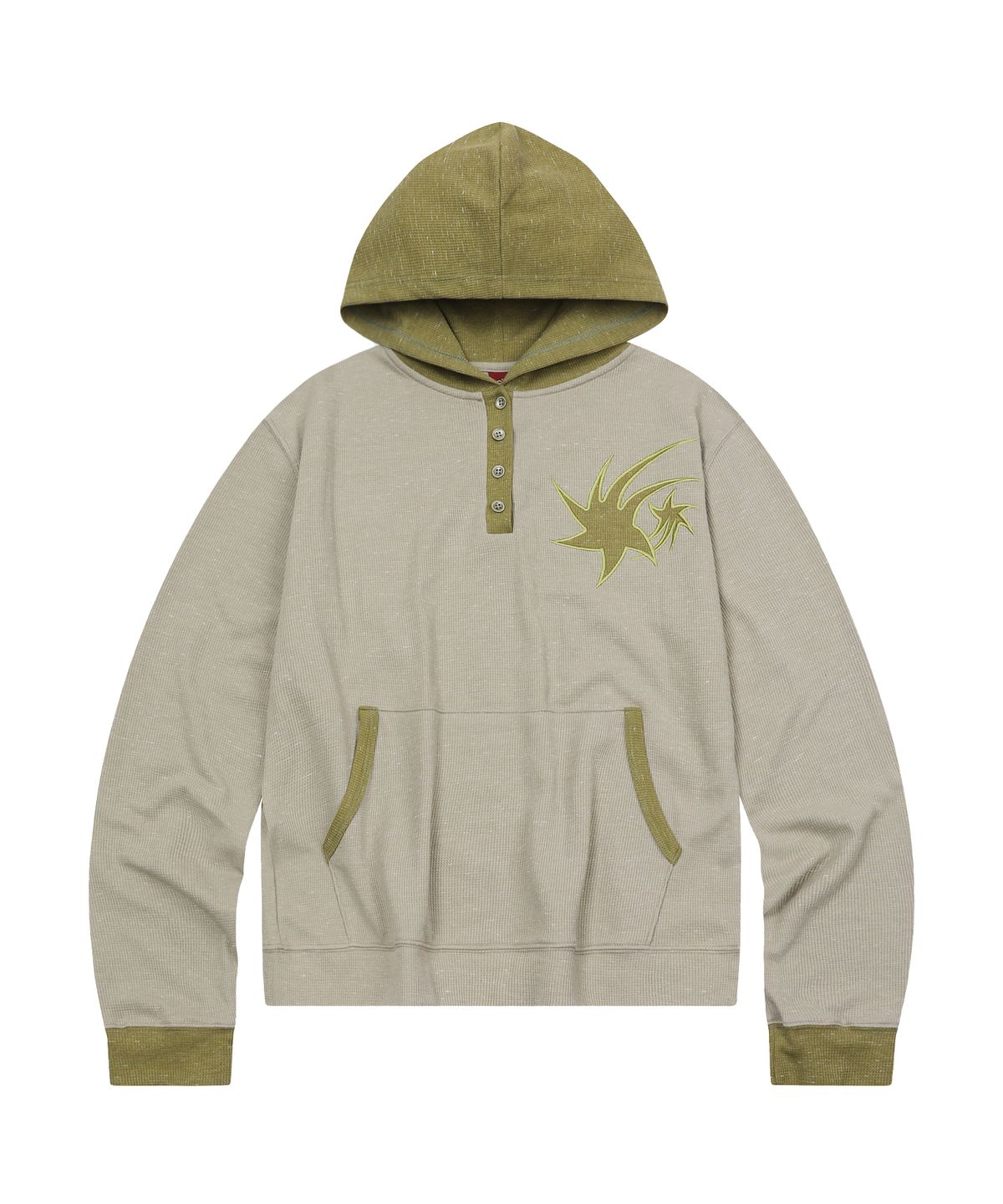 에스이에스티(S'EST) Waffle Henley Hoodie Sleeve Beige