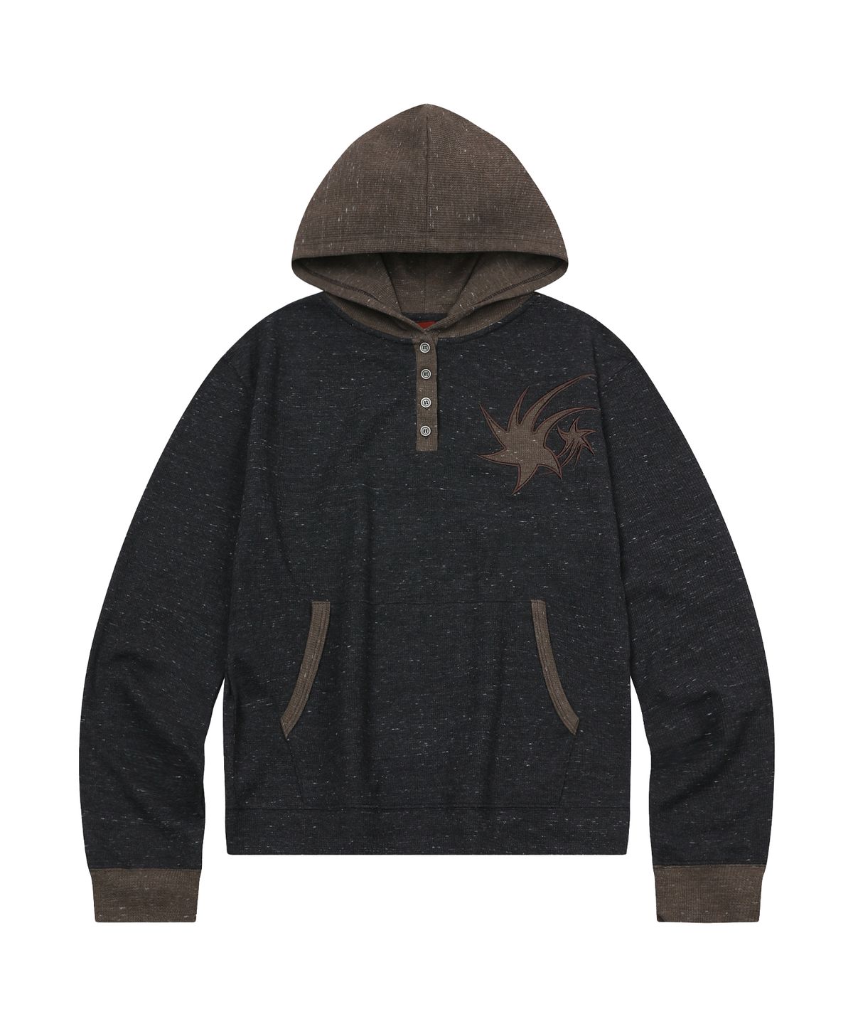 에스이에스티(S'EST) Waffle Henley Hoodie Sleeve Charcoal