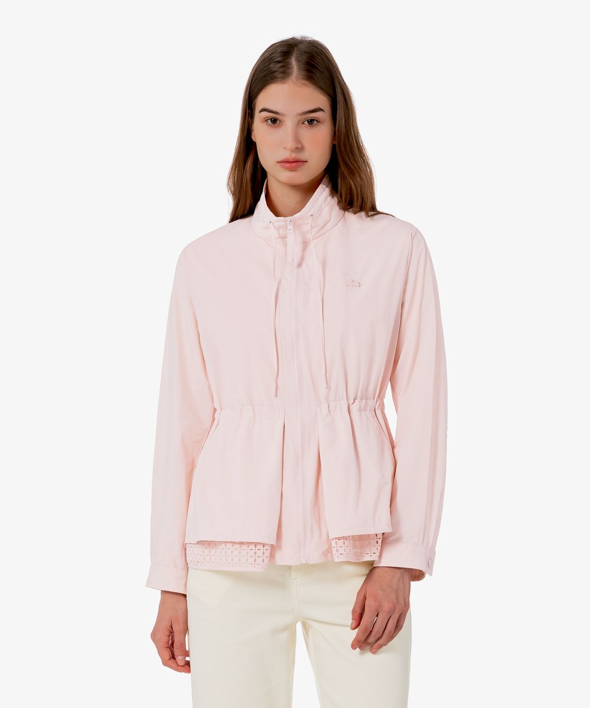 라코스테(LACOSTE) 여성 오픈워크 디테일 중기장 점퍼 BF715E-56G T03