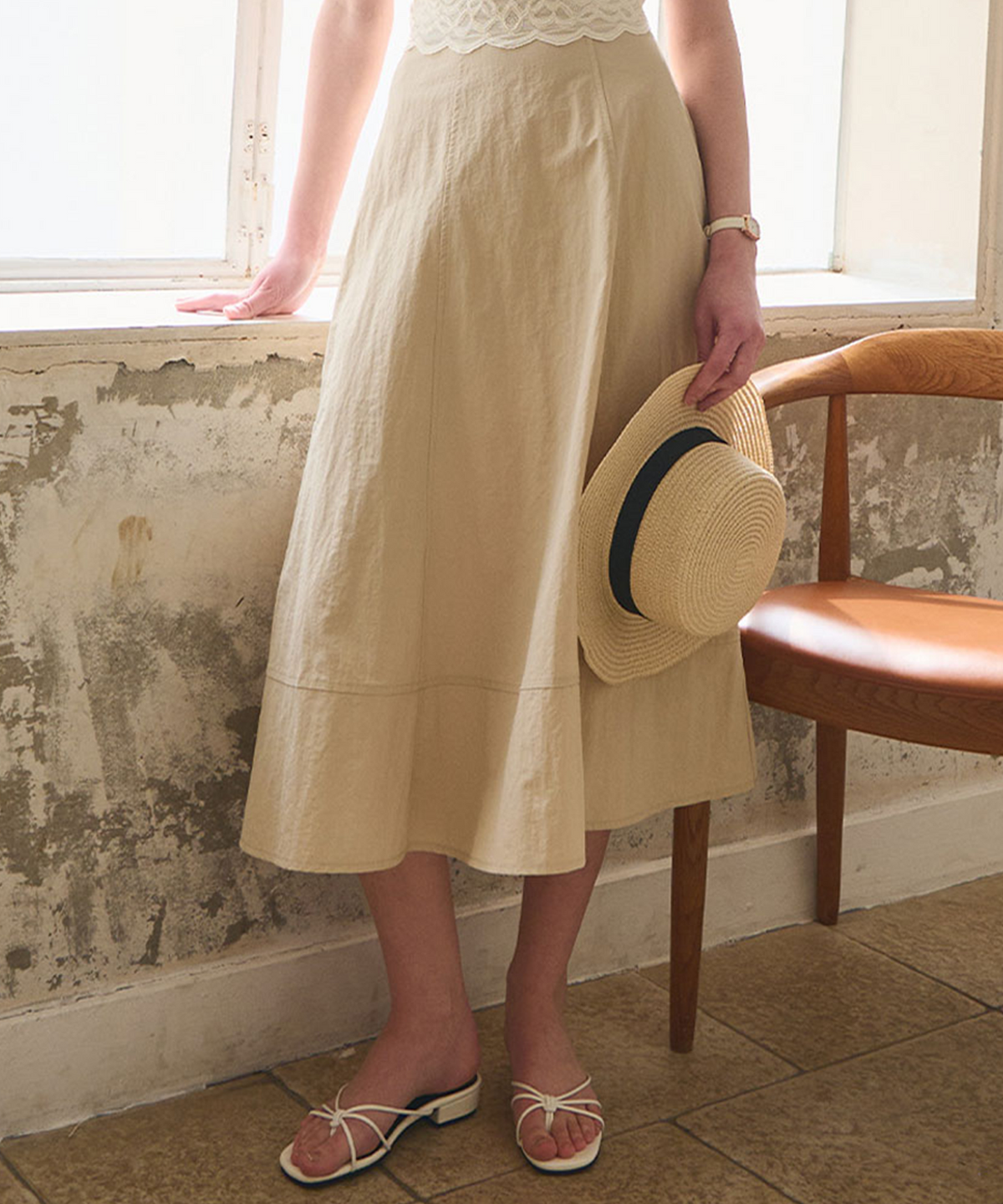 슬로우롤리(SLOWLOLLI) Form line long skirt_3 Colors