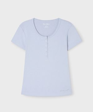 Eyelet Henry Neck T-shirt / WHRAG2532F