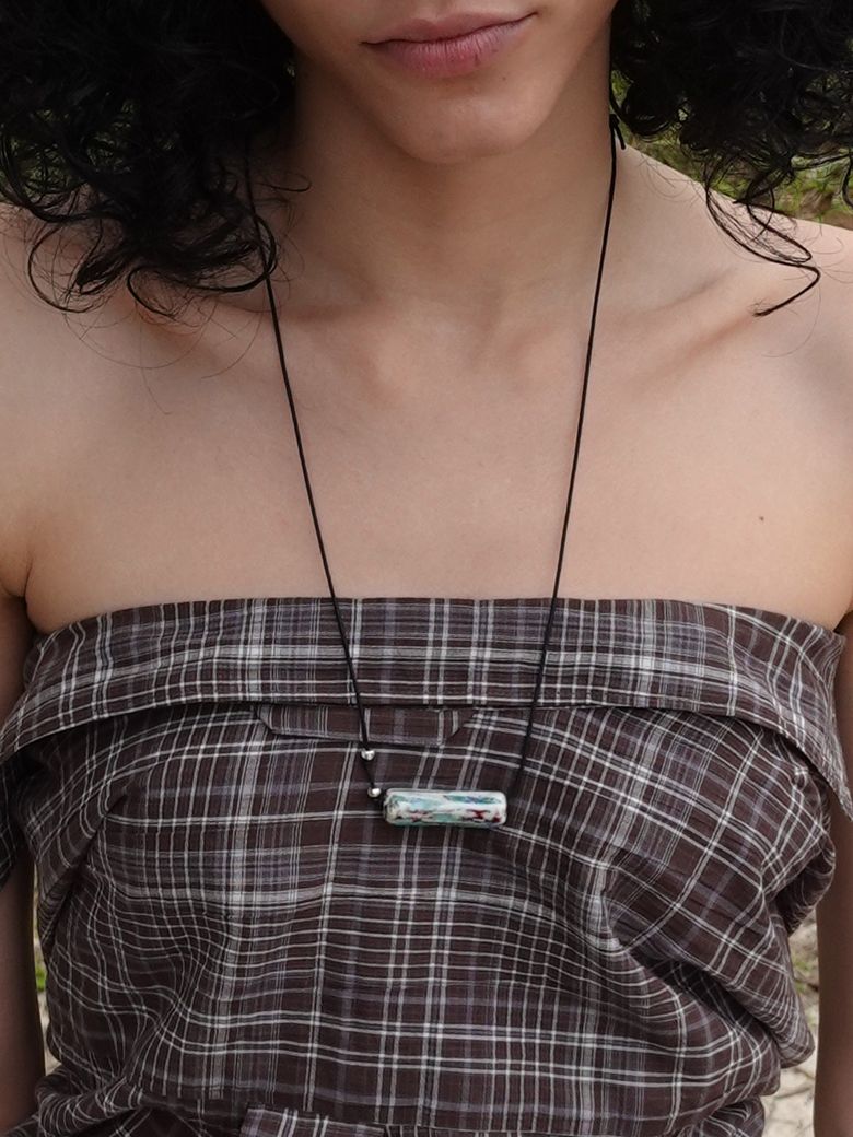 Tube Stone Necklace Mint