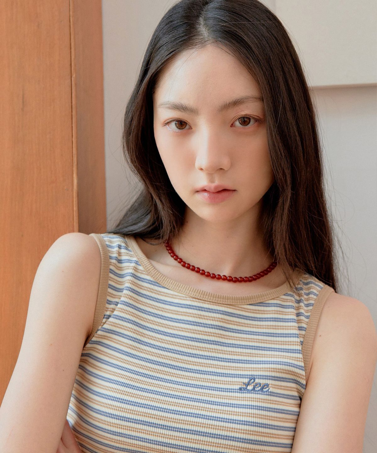 리(LEE) 우먼 라운드넥 슬리브리스 라이트블루