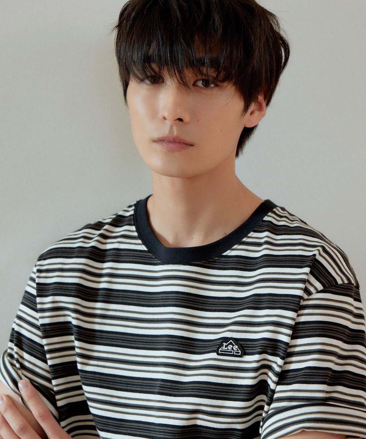 리(LEE) 멀티 스트라이프 반팔 티셔츠 블랙