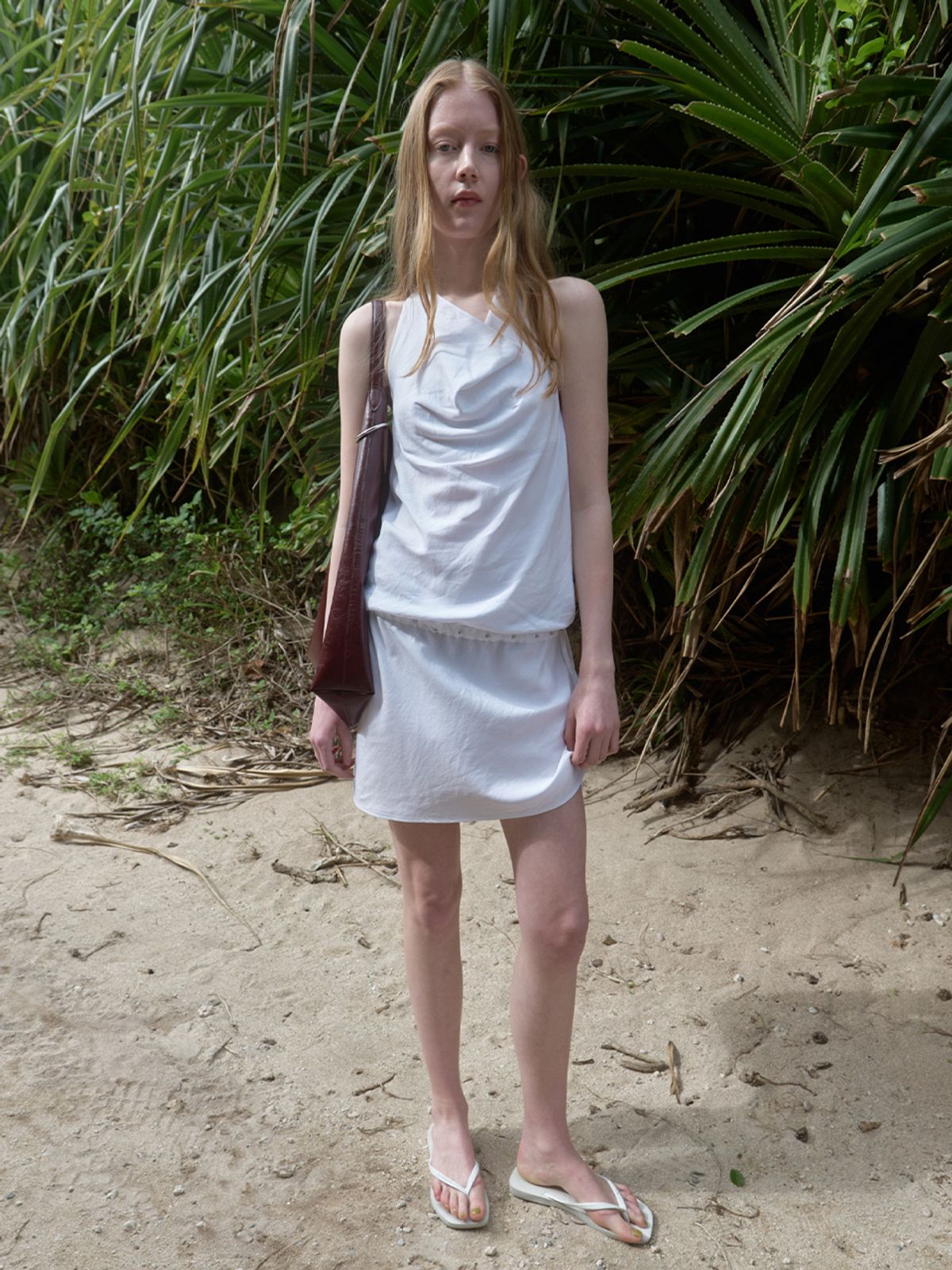 기준(KIJUN) Cowl Mini Dress Off-White