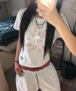 necksss 세미크롭 반팔티 [화이트]