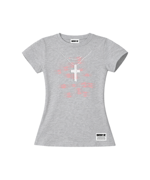 necksss 세미크롭 반팔티 [그레이 멜란지]