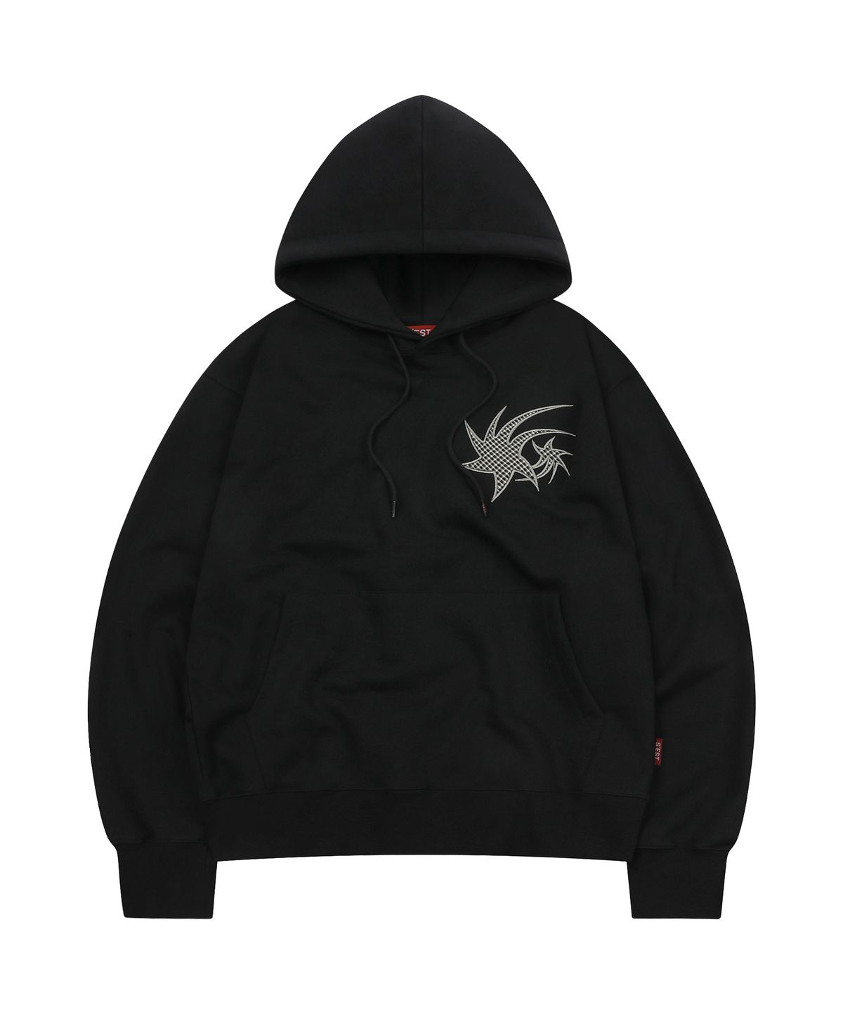에스이에스티(S'EST) Star Applique hoodie Black