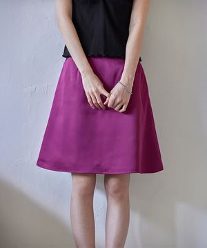 Silky Satin Midi Skirt, PURPLE