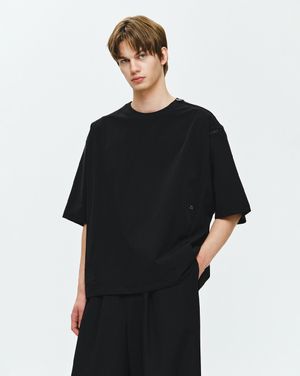 우븐 믹스 돌먼 티셔츠 블랙 ZI3TS351BK