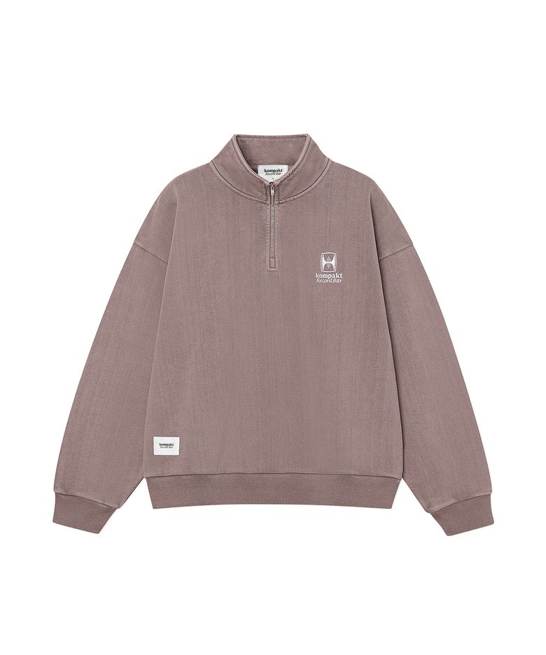 KRB Washed Embroidered Half Zip-up - Ash Burgundy