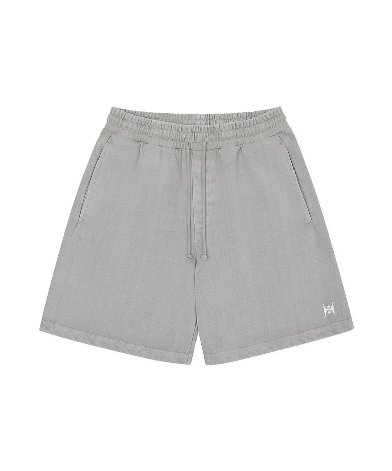 KRB Washed Embroidered Shorts - Grey