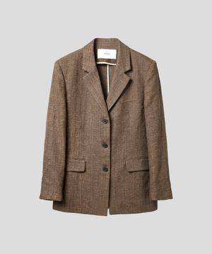 린넨 레이온 헤링본 3버튼 블레이저[브라운]