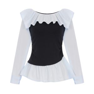 언발런스셔링배색블라우스_I6A-CBL016