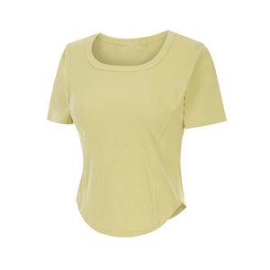 절개라인슬림반팔티셔츠_I6B-CTS006