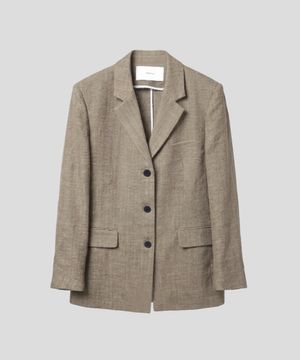 린넨 레이온 헤링본 3버튼 블레이저[카키]