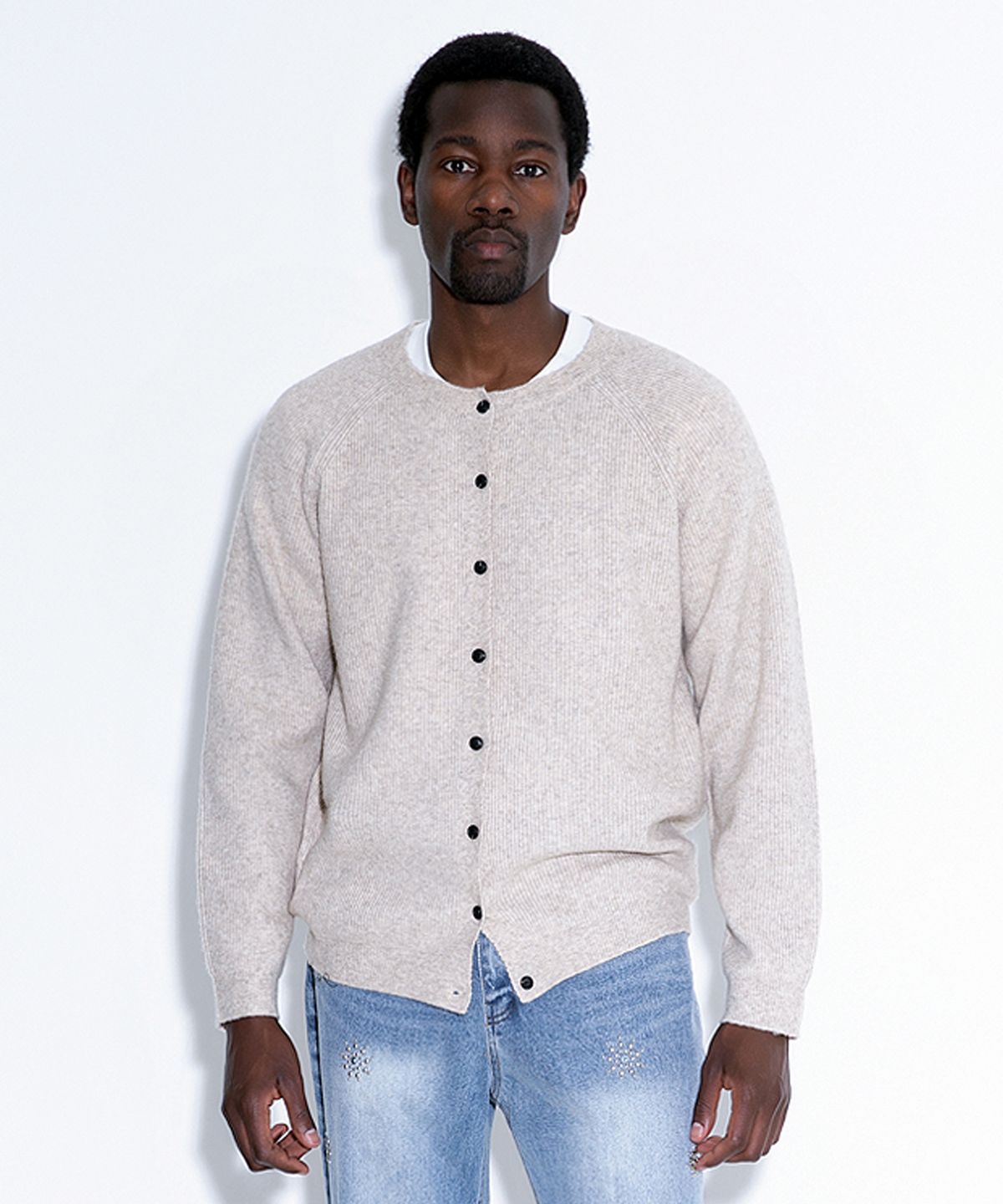 스트라이크(STRIKE) Mellow Texture Button Cardigan (BEIGEㅣGREYㅣBLACK)