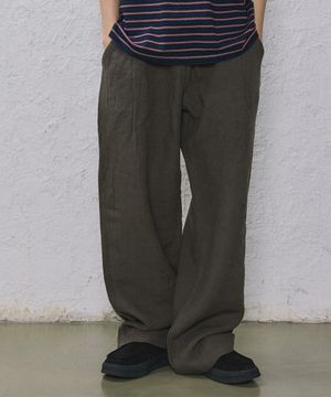 코튼 턱 팬츠(올리브)