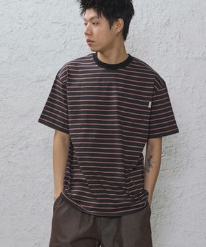 헤이즐 스트라이프 포켓 반팔티셔츠(블랙)