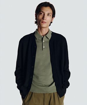 26SS 워셔블 코튼 100% 가디건 블랙