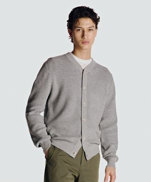 26SS 워셔블 코튼 100% 가디건 그레이