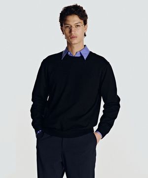 26SS 워셔블 수피마 코튼 100% 크루넥 니트 블랙