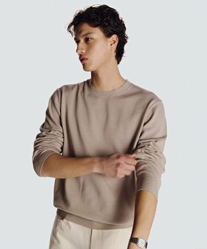 26SS 워셔블 수피마 코튼 100% 크루넥 니트 베이지