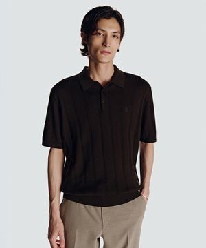 26SS 워셔블 수피마 코튼 100% 케이블 카라 니트 브라운