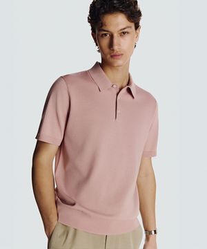 26SS 워셔블 수피마 코튼 100% 카라 니트 핑크