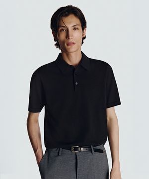 26SS 워셔블 수피마 코튼 100% 카라 니트 블랙