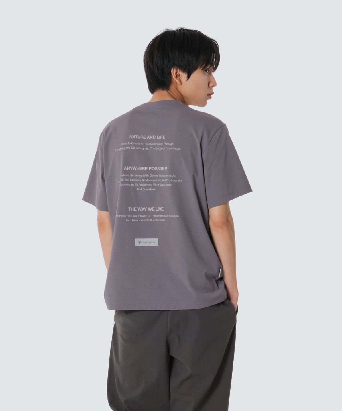 스노우피크 어패럴(SNOWPEAK APPAREL) 퀵드라이 레터링 반팔 티셔츠 (S26MMTTS18) Gray Blue