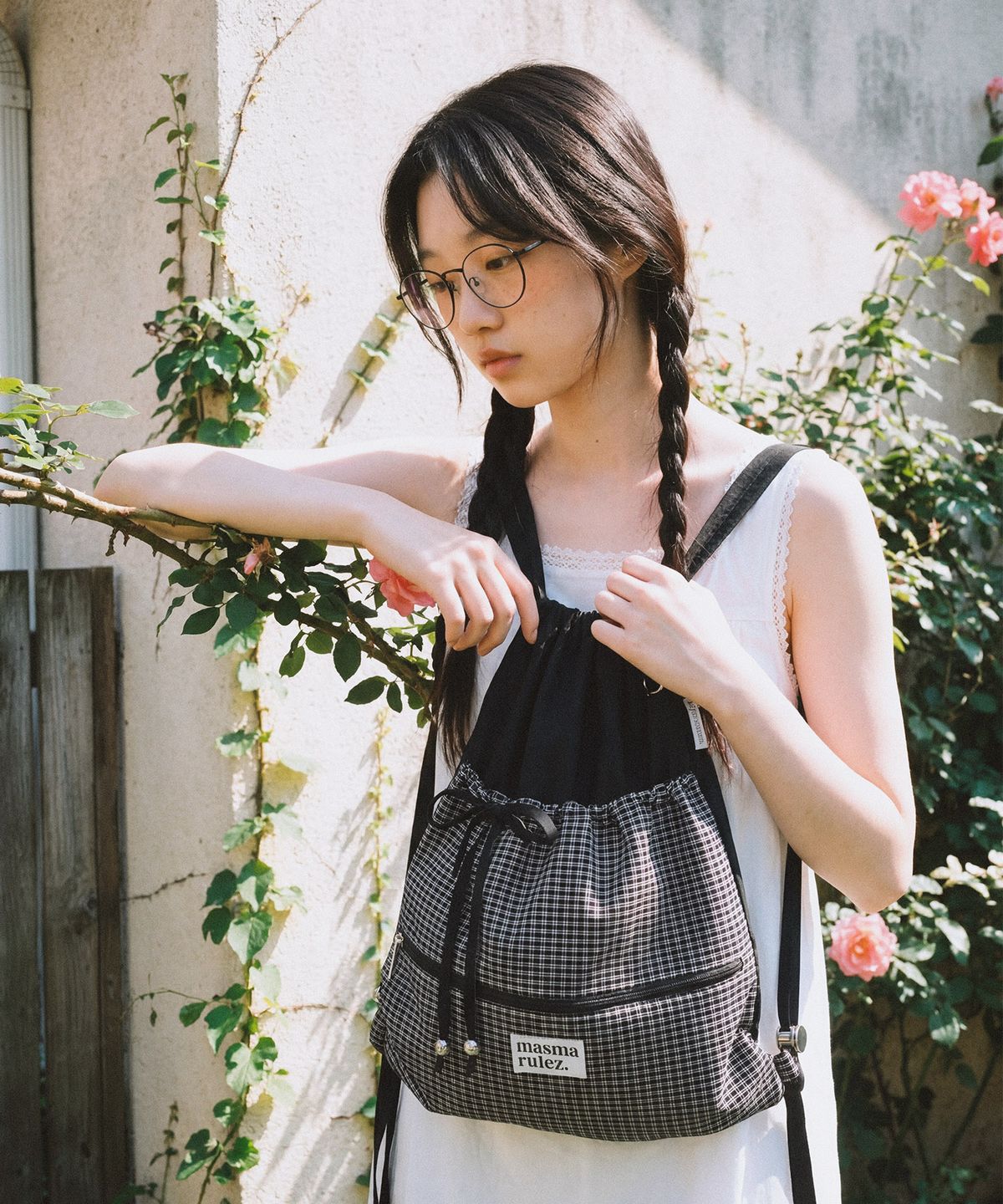 마스마룰즈(MASMARULEZ) Ribbon gym sack_Check black