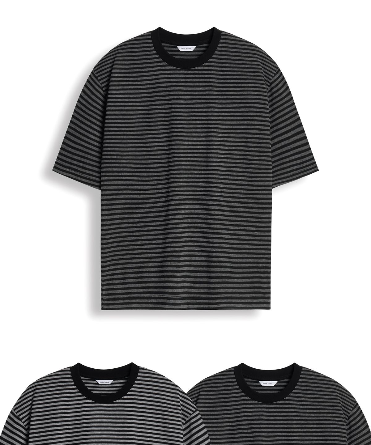 유니온스튜디오(UNIONSTUDIO) 이즈 스트라이프 크롭 반팔티 ( 2Color )
