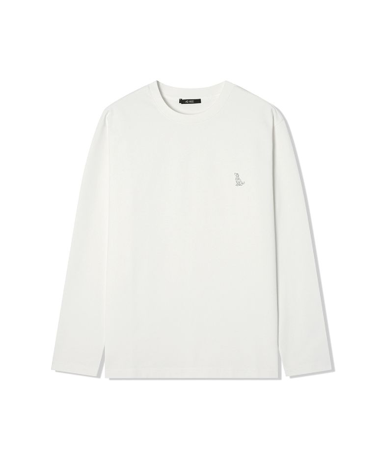 남성 분또 베이직 강아지 라운드 긴팔티 (O-WHITE) (HCRLT30)
