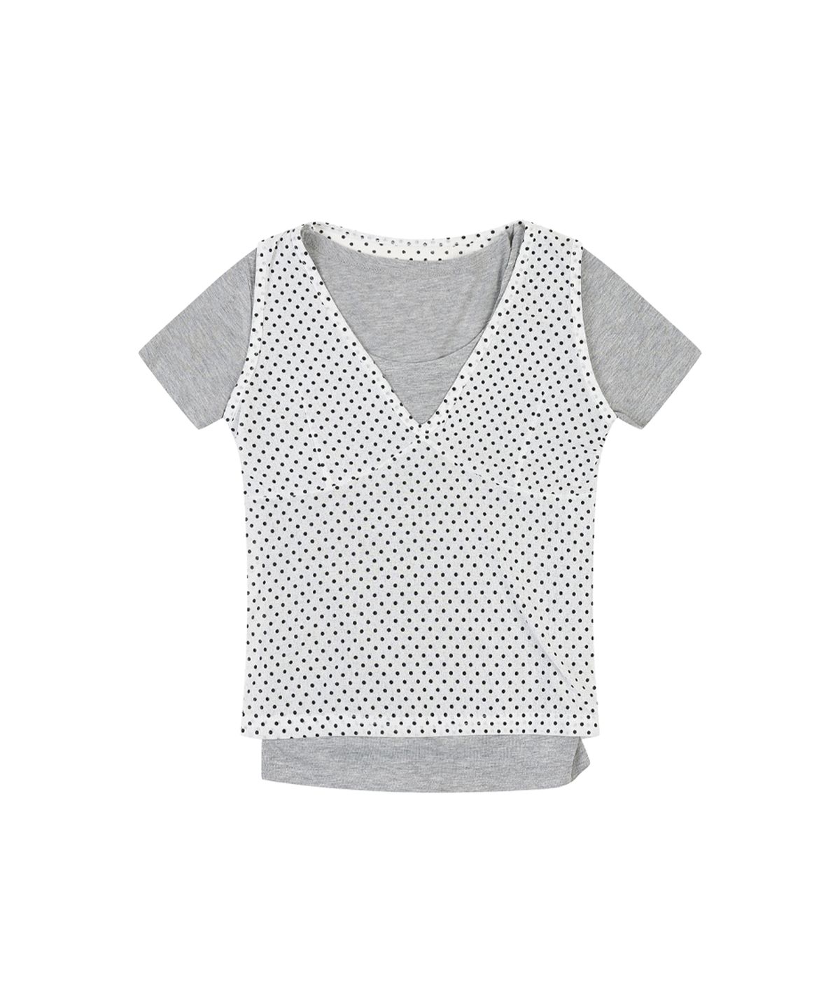 델리센트(DELICCENT) 도트 나시 반팔 세트 [GRAY]